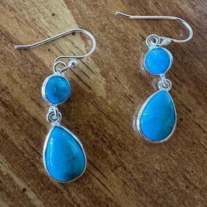 New Hand made Silver and Blue Authentic Turquoise  Earrings